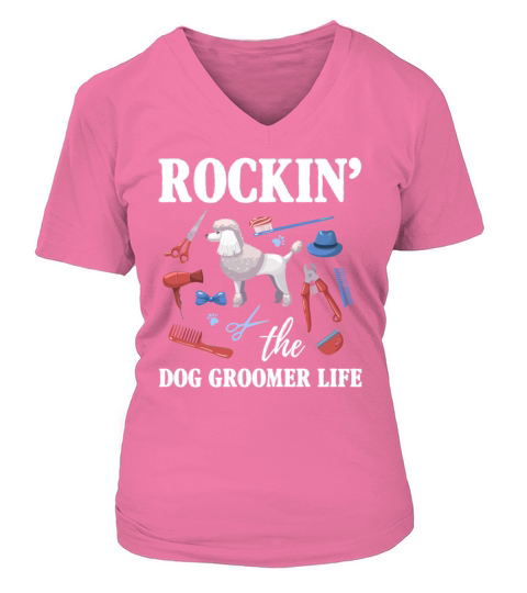 Dog Groomer Job Love Scissor Pet Grooming Fun Women's V-Neck T-shirt