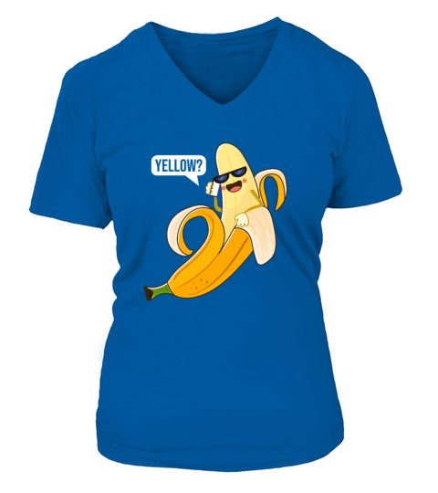 Funny Yellow Banana Answering Telephone Tropical F Women's V-Neck T-shirt
