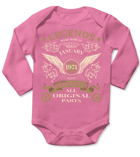 50th Birthday Legends were born in January 1971 Long Sleeve Baby One-Piece