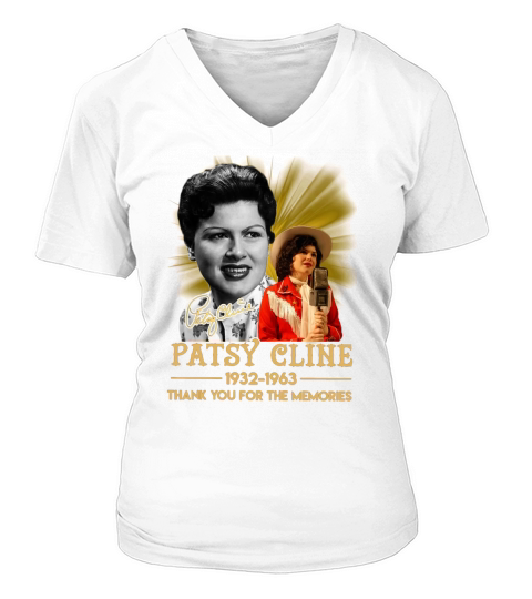 Patsy Cline 1932 1963 thank you for the memories signature V-neck T-Shirt Woman