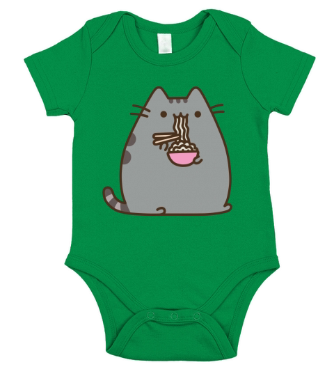 Pusheen The Cat Eating Noodles Short Sleeve Baby One-Piece