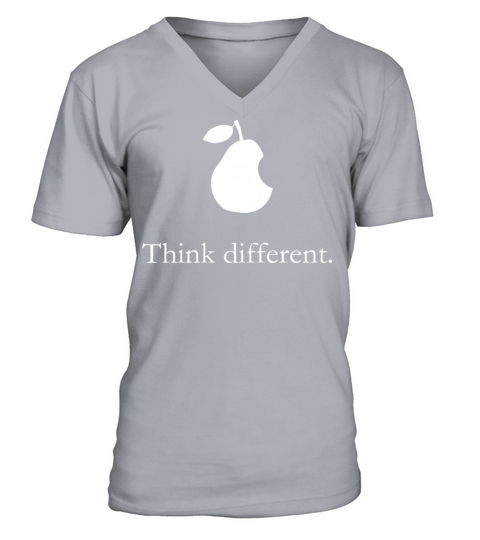 Apple Parody Pear Think different Men's V-Neck T-shirt