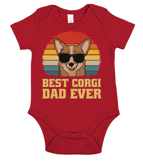 Best Corgi Dad Father Ever Dog Puppy Retro Gift Short Sleeve Baby One-Piece