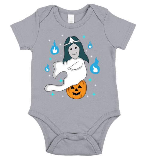Cute Anime-style Japanese Ghost With Pumpkin Short Sleeve Baby One-Piece