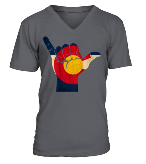Colorado Rocky Mountain Shaka Sign Flag of Colorad Men's V-Neck T-shirt
