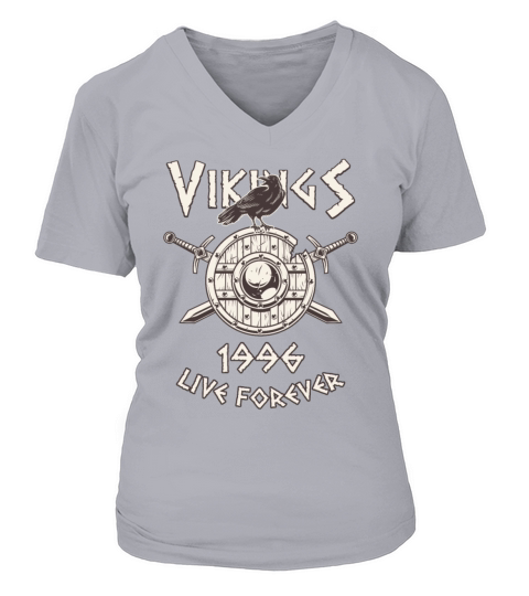 Vikings Live Forever 1996 Norse Birthday Women's V-Neck T-shirt