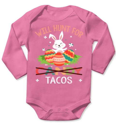 Tacos Kawaii Bunny Easter Day Easter Sunday Long Sleeve Baby One-Piece