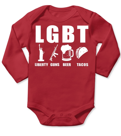 Liberty Guns Beer Tacos LGBT Funny Parody Gift Long Sleeve Baby One-Piece