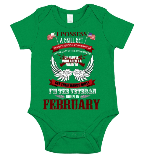 I Am The Veteran Born In February Short Sleeve Baby One-Piece