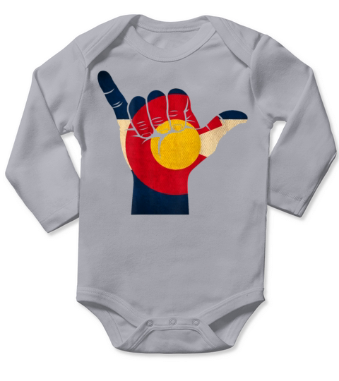 Colorado Rocky Mountain Shaka Sign Flag of Colorad Long Sleeve Baby One-Piece