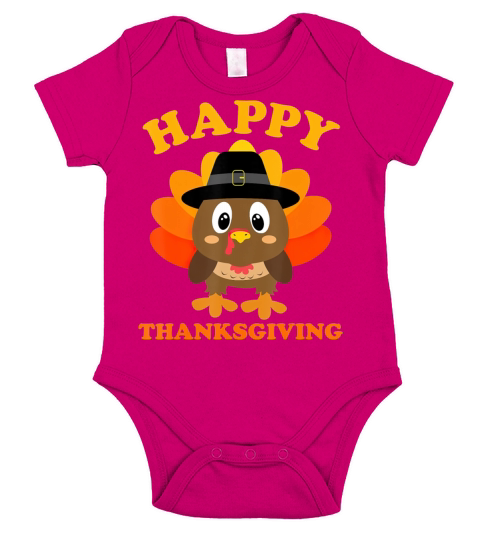 Happy Thanksgiving s for Boys Girls Kids Pilgrim Short Sleeve Baby One-Piece