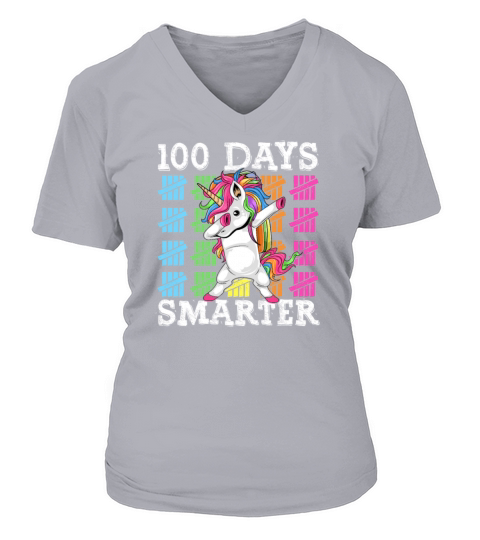 100 Days Of School Dabbing Unicorn Smarter Women's V-Neck T-shirt