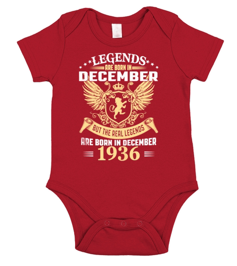 Legends Are Born In December 1936 T-Shirt Short Sleeve Baby One-Piece