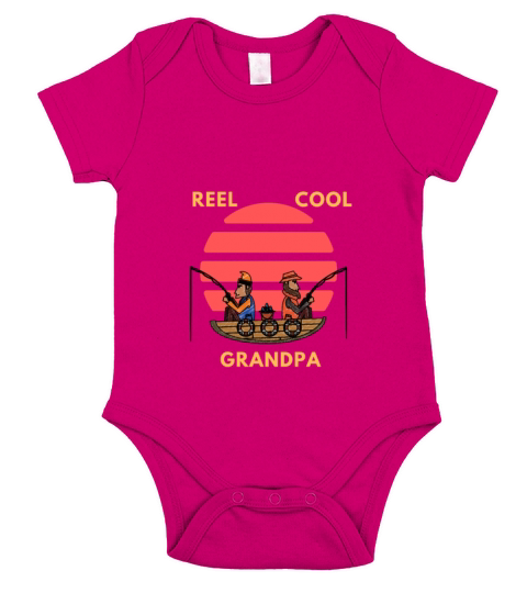REEL COOL GRANDPA Fishing Loves gift Fathers Day Short Sleeve Baby One-Piece