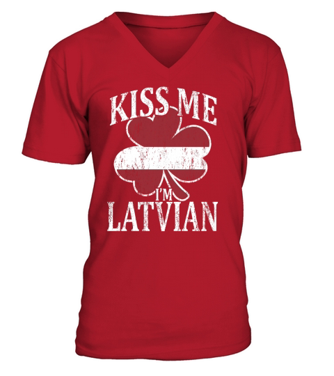 Kiss Me Im Latvian Funny St Patricks Day Union Jack Flag 2020 V-Neck T-shirt