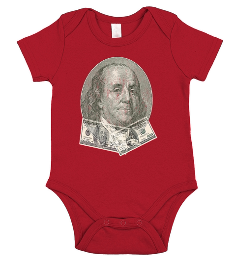 BENJAMIN FRANKLIN 100 DOLLAR BILL T SHIRT Hundred Dollars Short Sleeve Baby One-Piece