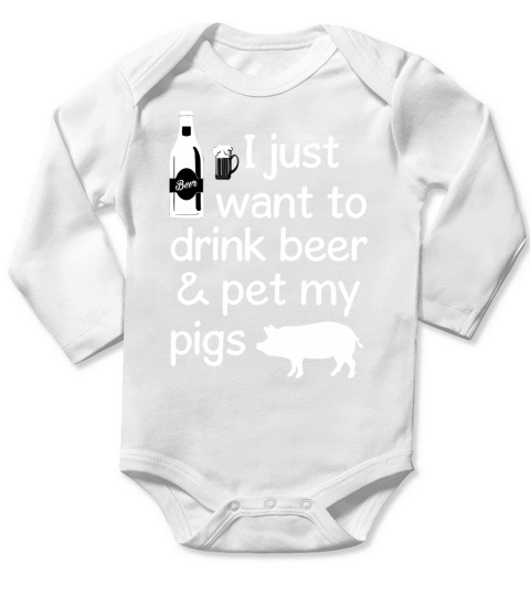 Pig drink beer Long Sleeve Baby One-Piece