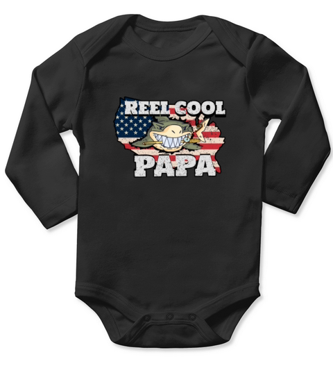 Reel Cool Papa Fishing Fathers Day Long Sleeve Baby One-Piece