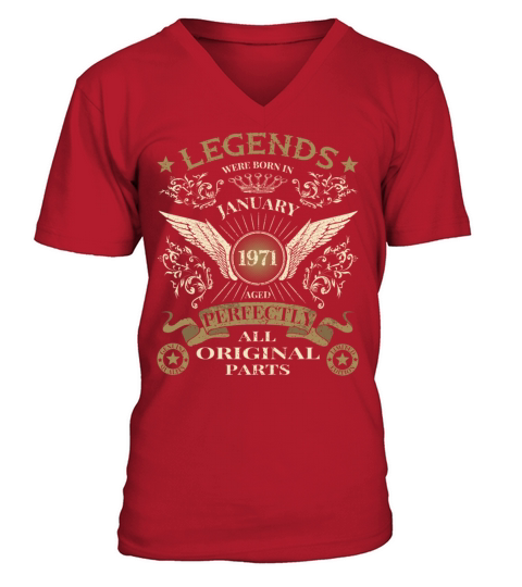 50th Birthday Legends were born in January 1971 Men's V-Neck T-shirt