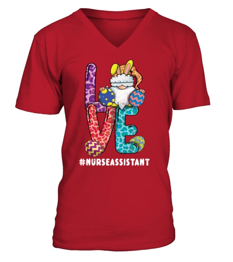 Nurse Assistant Gnome Bunny Day Easter Sunday V-Neck T-shirt