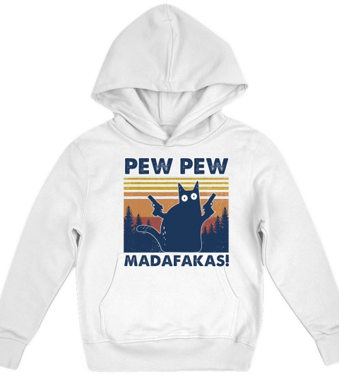 Pew Pew Funny Cat Kids Hoodie