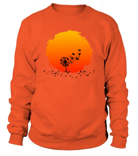 Dandelion With Butterflies In Front Of A Sunset Men's Sweatshirt