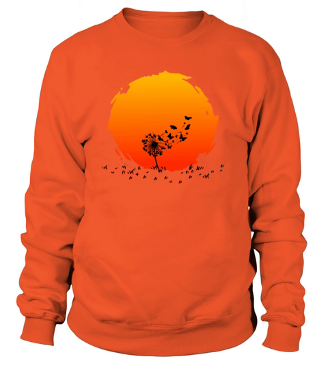 Dandelion With Butterflies In Front Of A Sunset Women's Sweatshirt