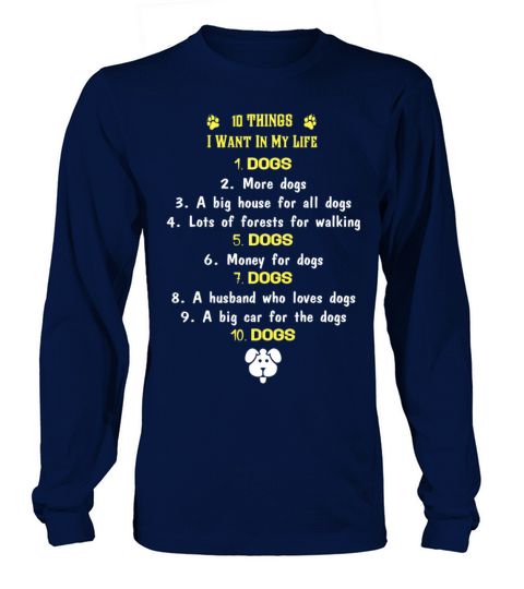 Dog lover - 10 things I want in my life Women's Long Sleeve