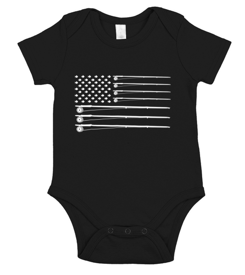 Fly Rod Fishing American Flag T-Shirt Short Sleeve Baby One-Piece