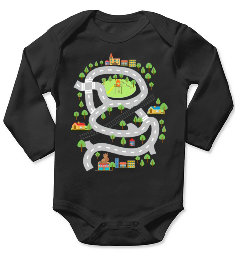 Car Play Mat Shirt for Dad Day Car Map Long Sleeve Baby One-Piece
