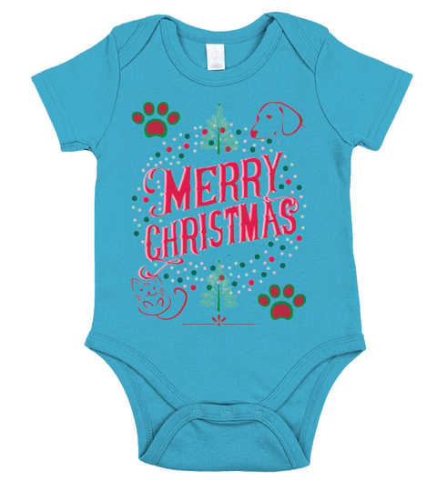 merry christmas love dog cat world collection one Short Sleeve Baby One-Piece