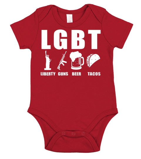 Liberty Guns Beer Tacos LGBT Funny Parody Gift Short Sleeve Baby One-Piece