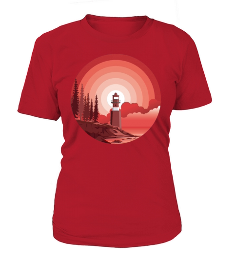 Landscape Lighthouse By The Sea Chartreuse Dark Na Women's T-Shirt