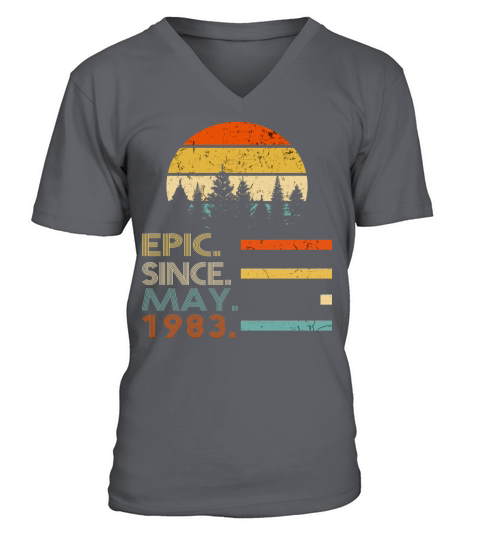 Epic Since May 1983 Birthday Retro Vintage 2020 V-Neck T-shirt