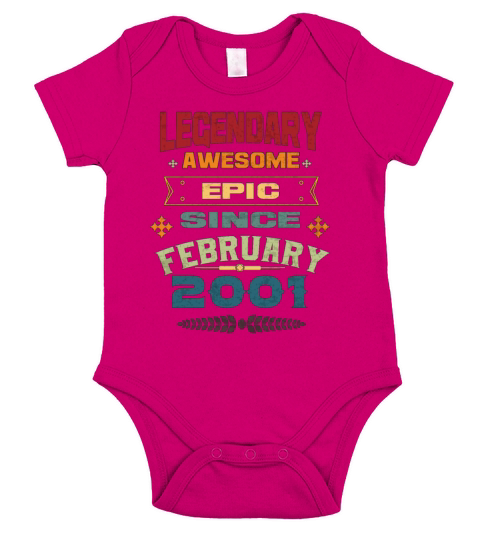 Legendary Awesome Epic Since February 2001 20th Short Sleeve Baby One-Piece