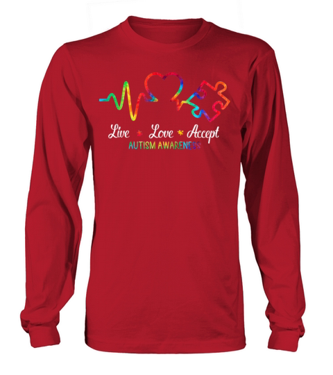 Live Love Accept Autism Awareness Tie Dye Autism M Men's Long Sleeve