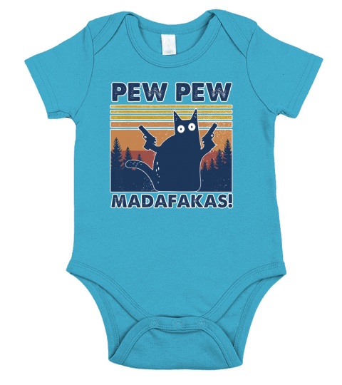 Pew Pew Funny Cat Short Sleeve Baby One-Piece