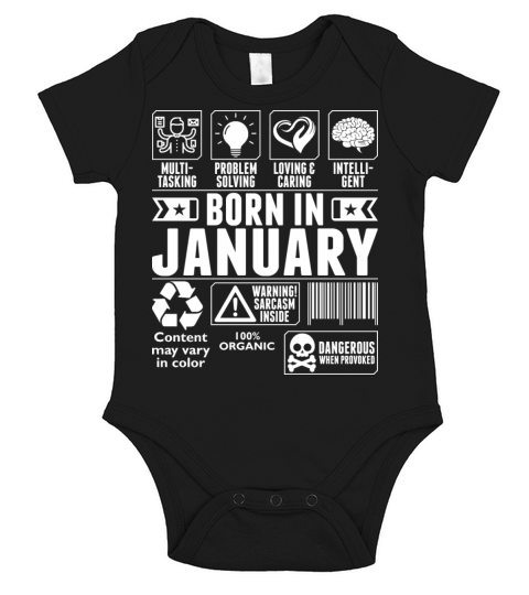 Born In January Tshirt Short Sleeve Baby One-Piece