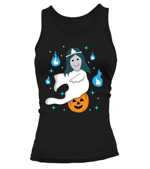Cute Anime-style Japanese Ghost With Pumpkin Women's Tank Top