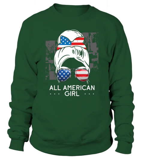 Messy Bun Girl American Flag Patriotic 4th Of July Men's Sweatshirt