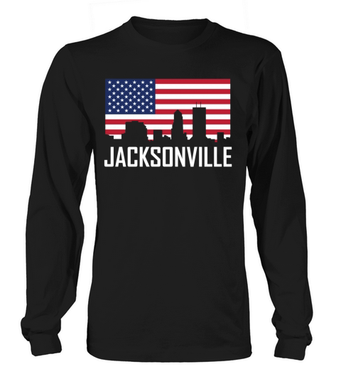 Jacksonville Florida Skyline American Flag Women's Long Sleeve