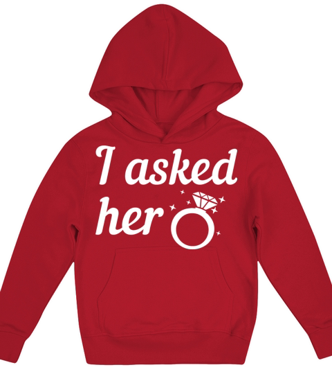 Asked Her Fiancee Engagement Diamond Wedding Ring Kids Hoodie