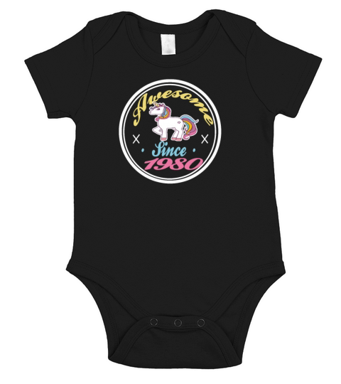 Awesome Since 1980 Funny 39th Birthday Unicorn Short Sleeve Baby One-Piece