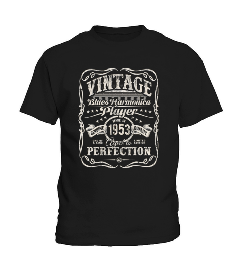 Vintage Blues Harmonica Player Made In 1953 Kids T-Shirt