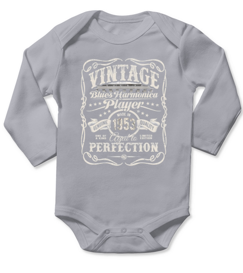 Vintage Blues Harmonica Player Made In 1953 Long Sleeve Baby One-Piece
