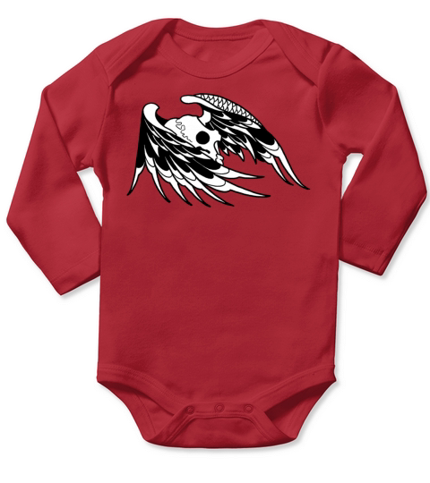 Tattoo Skull With Wings Deuce Long Sleeve Baby One-Piece