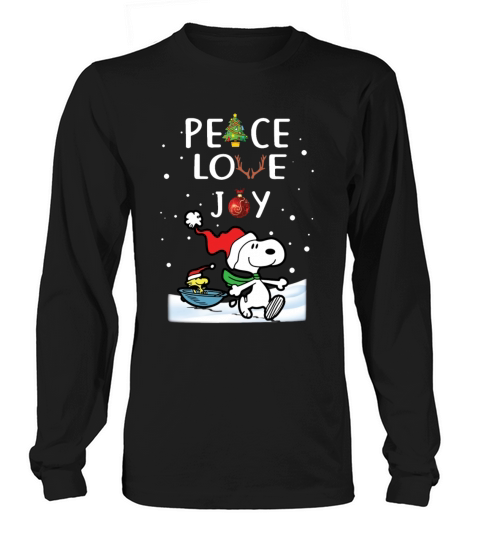 Merry Christmas Peanuts Snoopy Peace Love Joy Women's Long Sleeve