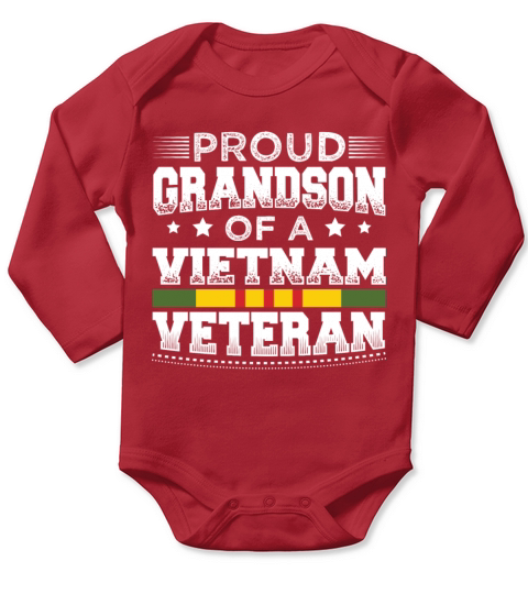 Patriotic Grandson of a Vietnam Veteran Army Gift Long Sleeve Baby One-Piece