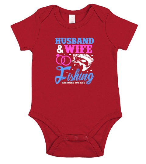 Husband & Wife Fishing Partners For Life Short Sleeve Baby One-Piece