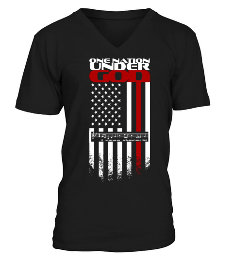 ONE NATION UNDER GOD american flag anthem white Men's V-Neck T-shirt